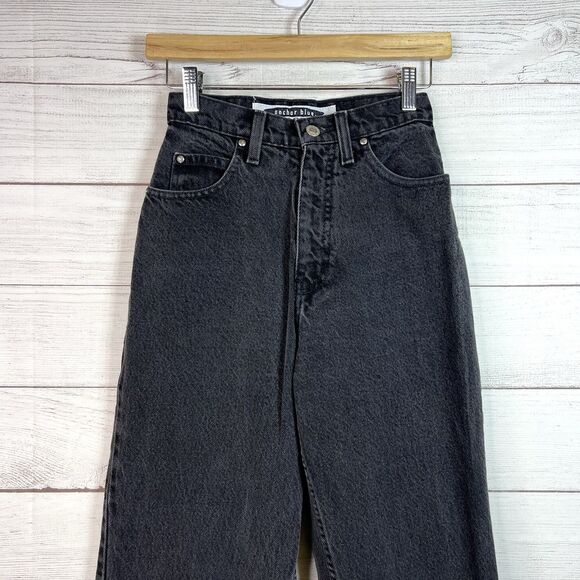 VTG 90s Y2K Anchor Black High Waisted Mom Jeans Tapered Retro Women’s Size 5/6 - Picture 4 of 10